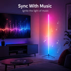 Lampadaire trépied LED RVB synchronisé à la musique, 107 cm