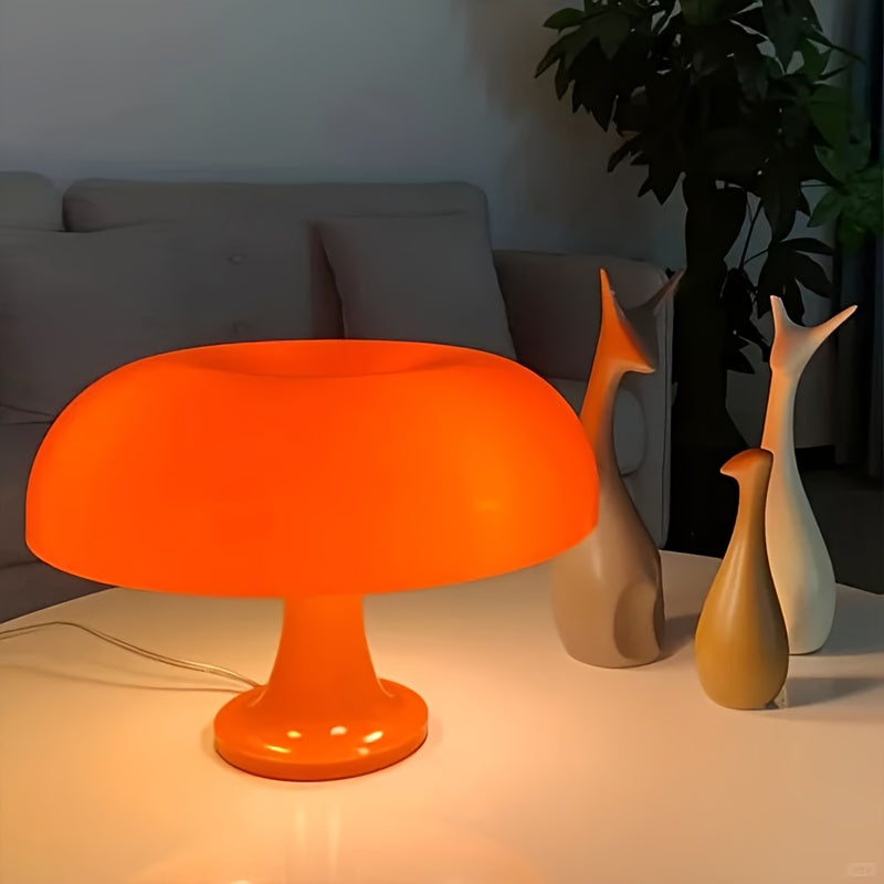 Petite lampe champignon orange vif, 25 cm, branchement USB