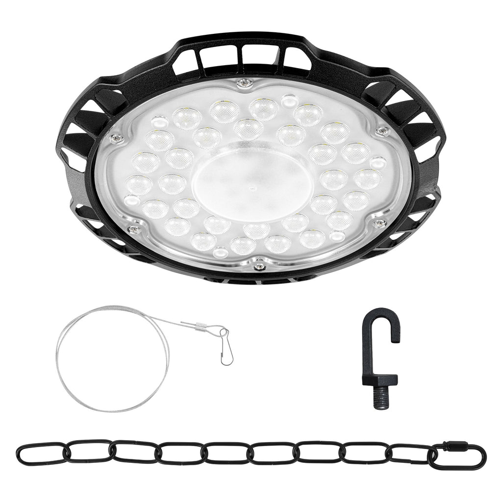 Plafonnier LED industriel rond 200 W, Ø 24 cm, lot de 10