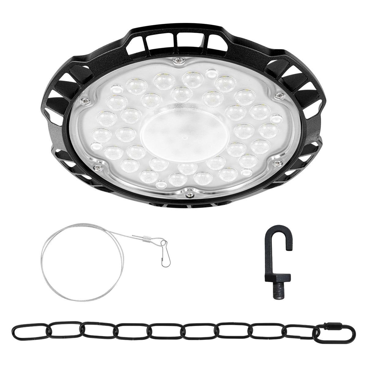 Plafonnier LED industriel rond 200 W, Ø 24 cm, lot de 10