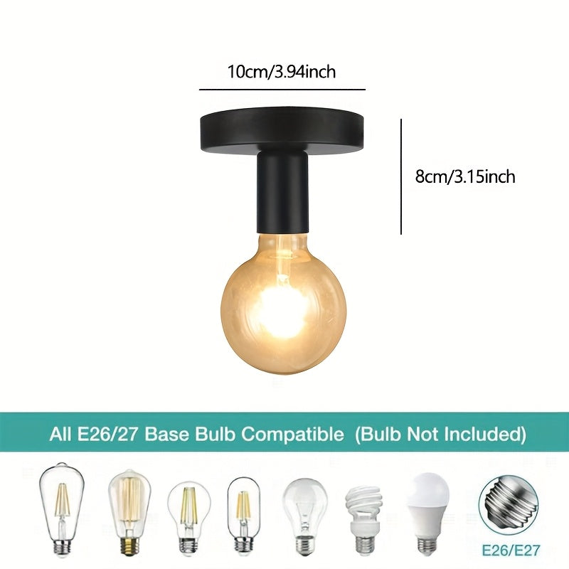 Plafonnier douille E27 noir minimaliste, Ø 10 cm, de 1 à 4 pièces