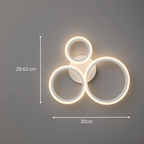Plafonnier LED à trois anneaux blancs 58,5 cm, veilleuse, télécommande