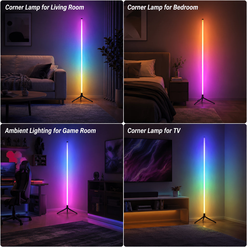 Lampadaire trépied LED RVB synchronisé à la musique, 107 cm