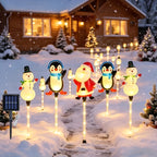 Ensemble de 5 lumières solaires de Noël avec piquet