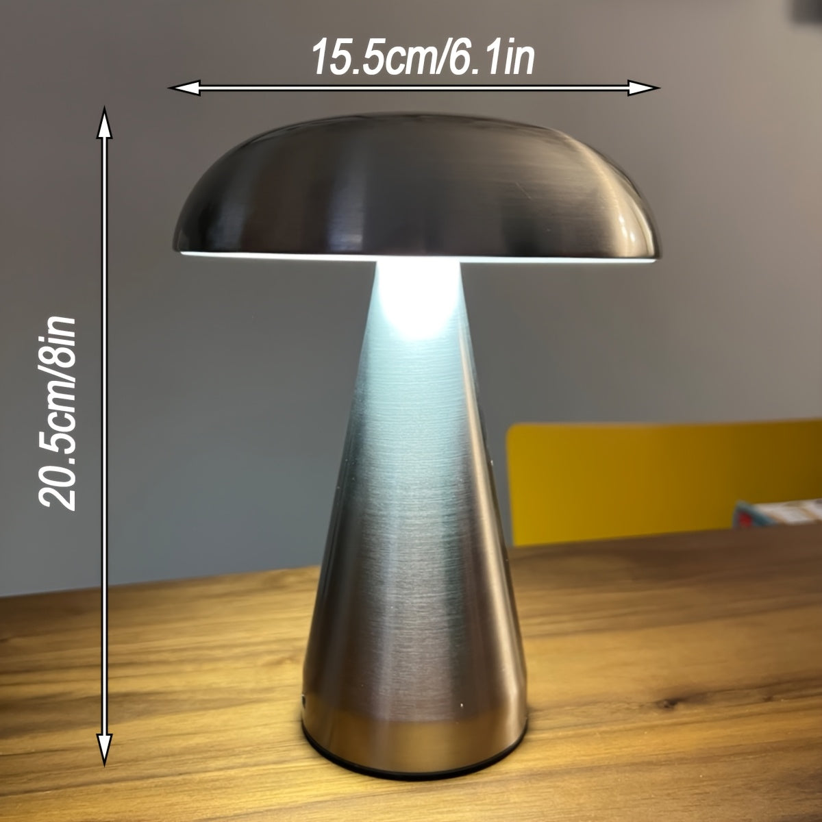 Lampe champignon en métal sans fil à pied conique, 20,5 cm