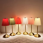 Lampe de table sans fil plissée sur dôme doré, tactile, 6 coloris