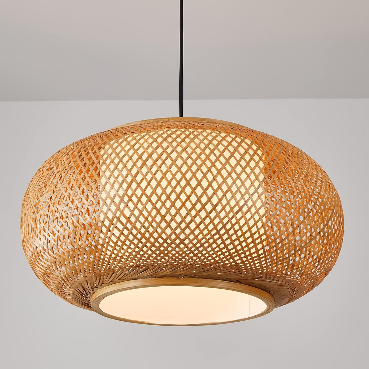 Suspension bambou anti-éblouissement avec disque en tissu