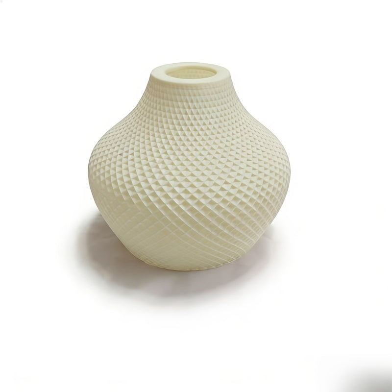 Abat-jour blanc nordique à relief de losanges, forme gourde Ø 18 cm