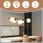Suspension 5 globes opalins sur barre dorée de 90 cm, E27