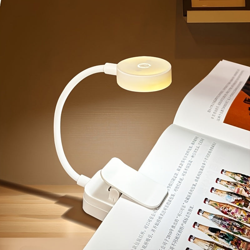 Mini lampe de lecture à pince à tête ronde, USB-C, noire ou blanche