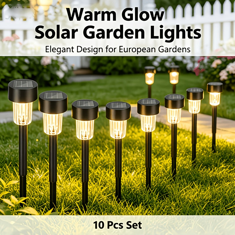 Balise solaire de jardin noire, lot de 10, blanc chaud ou froid