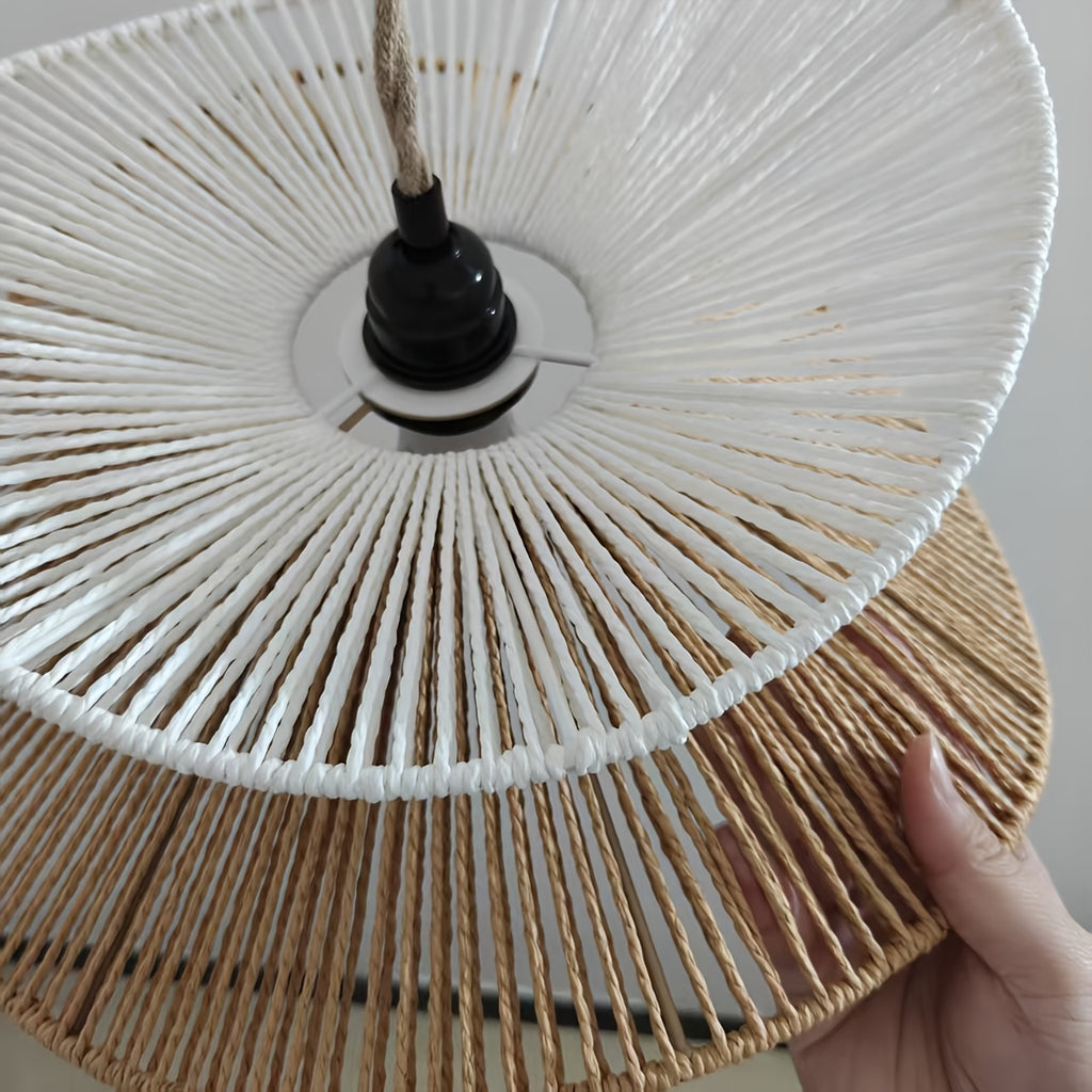Abat-jour à deux pétales en cordelette, blanc et miel, Ø 40 cm