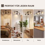Plafonnier 3 spots orientables noirs à col effet bois, E14