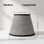 Lot de 2 abat-jour coniques à motif tressé noir et blanc, Ø 20 cm