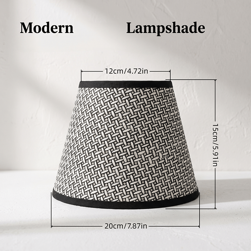 Lot de 2 abat-jour coniques à motif tressé noir et blanc, Ø 20 cm