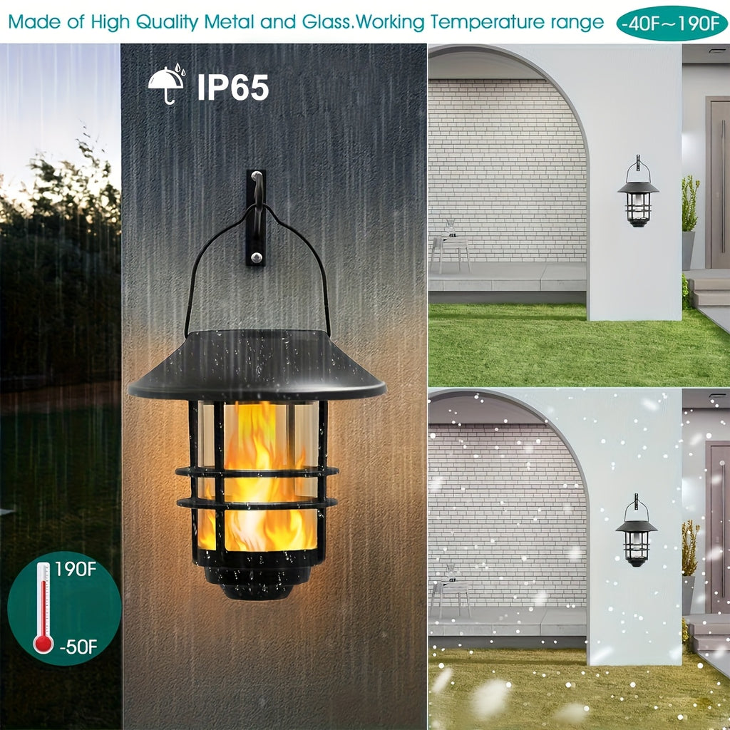Suspension solaire noire effet flamme et potence murale, IP65