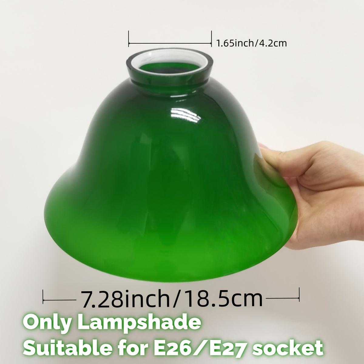 Verre cloche vert à intérieur blanc, Ø 18,5 cm, douille E27