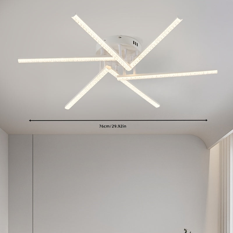 Plafonnier LED à branches rayonnantes, doré, noir ou blanc, 76 cm