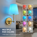 Applique murale sans fil rechargeable, RVB et télécommande, dorée