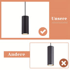 Suspension 4 cylindres facettés noirs GU10, barre de 60 cm