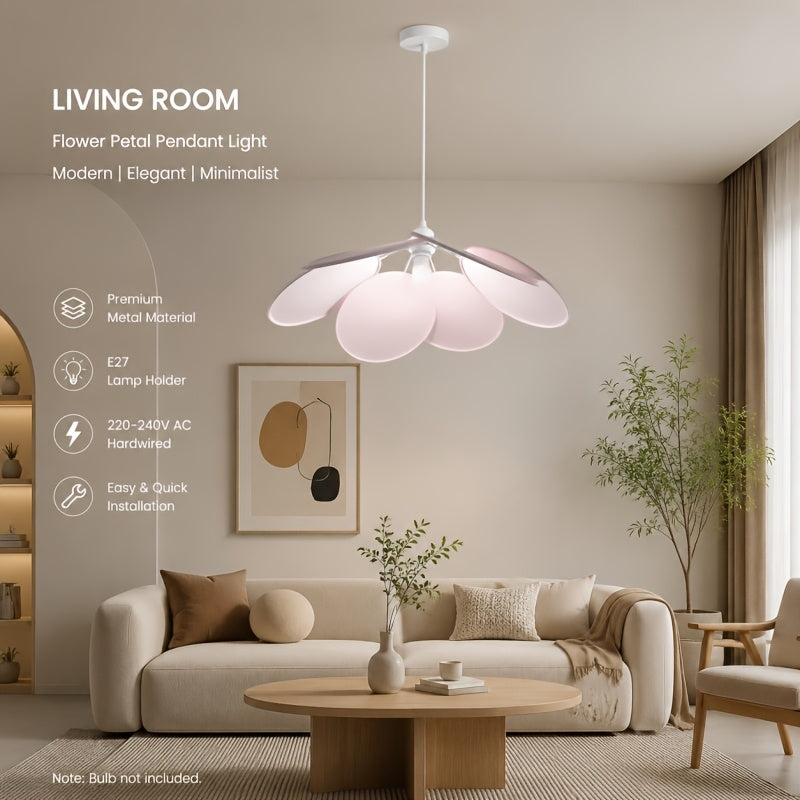 Suspension fleur à larges pétales rose poudré, Ø 60 cm, douille E27