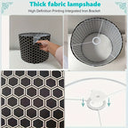 Abat-jour tambour à motif hexagones noir et blanc, Ø 33 x H 25 cm
