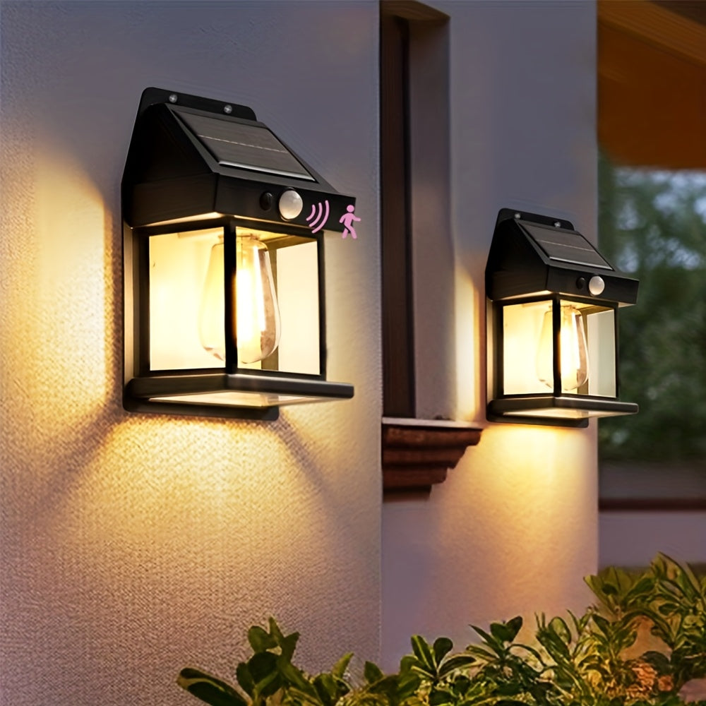 Applique solaire maisonnette compacte à détecteur, 3 modes, lot de 2