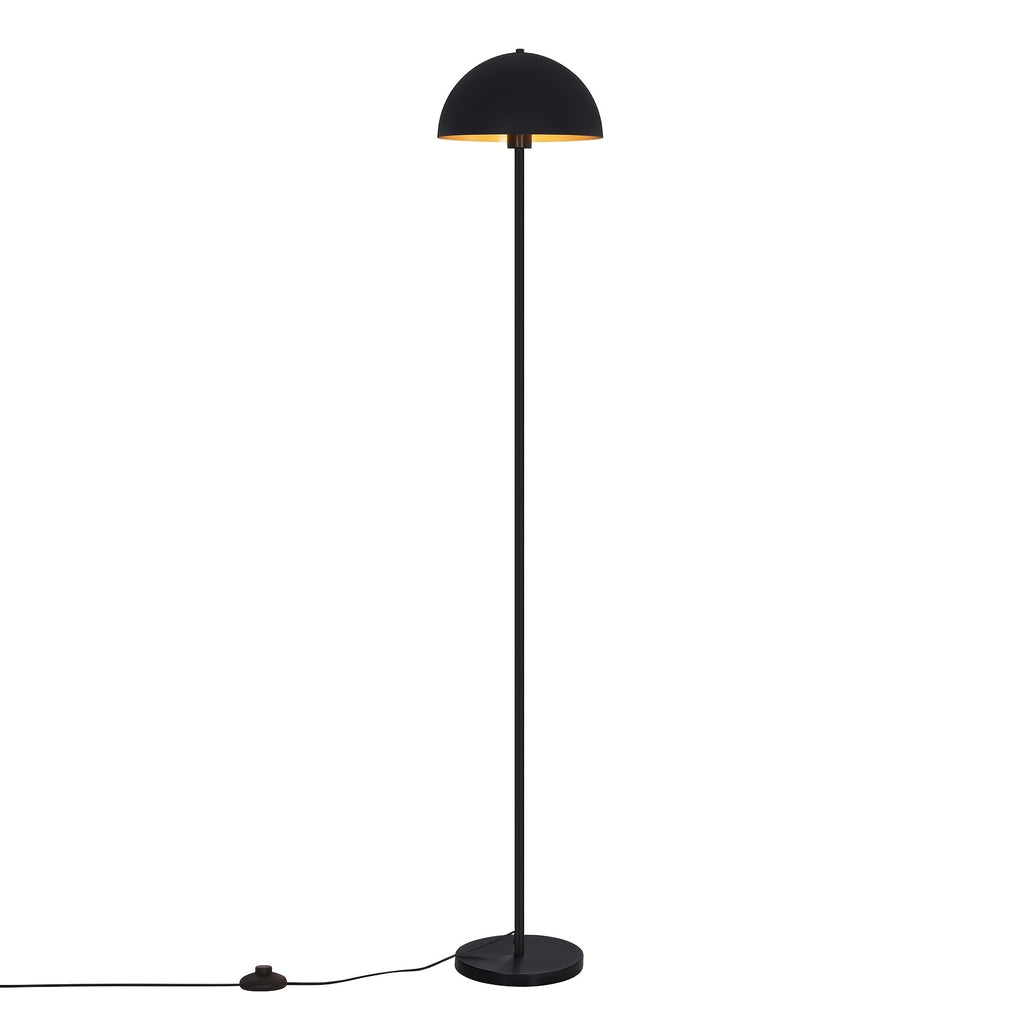 Lampadaire dôme noir à intérieur doré de 170 cm, douille E27