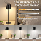 Lampe de table LED sans fil à abat-jour conique et deux hauteurs