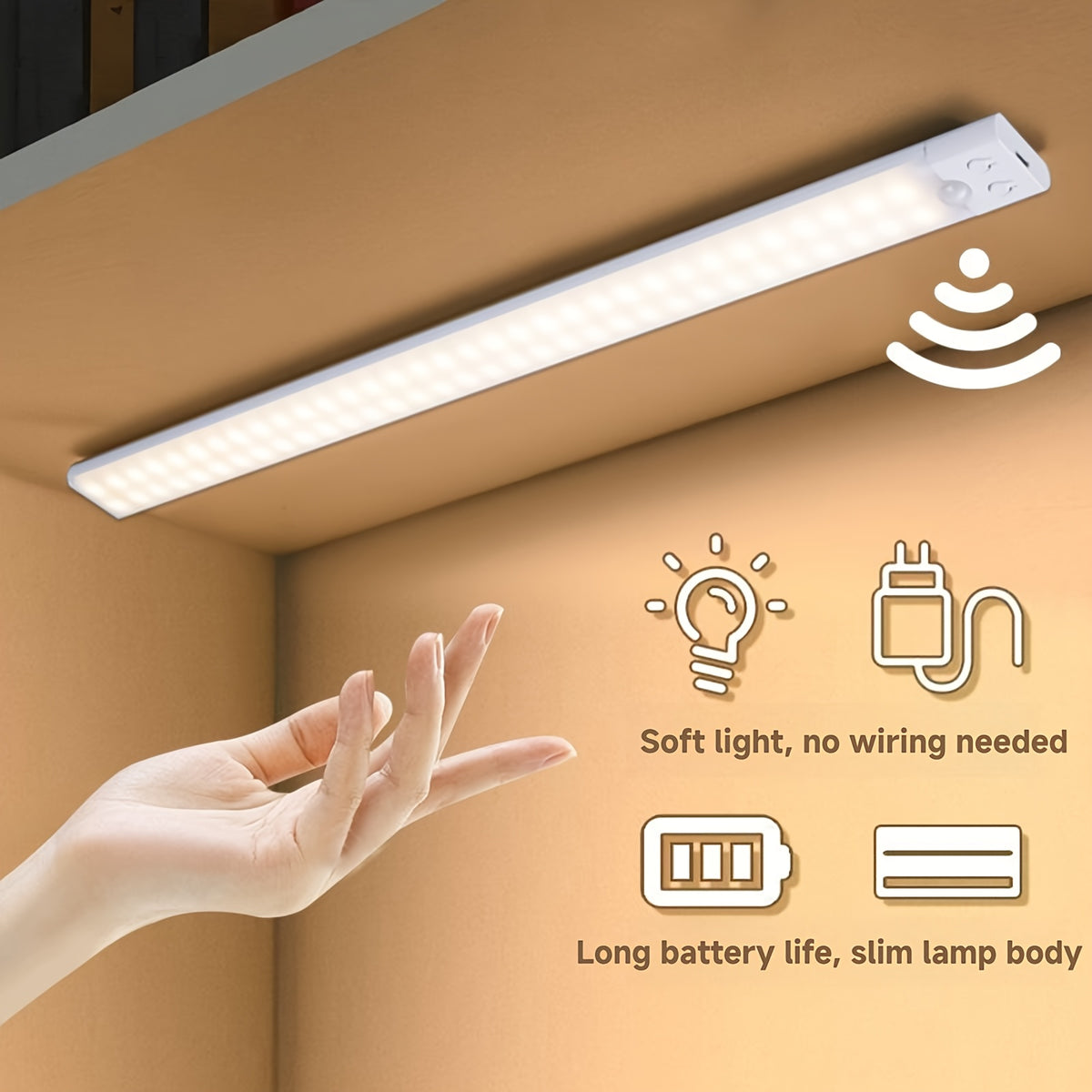 Réglette LED à détection 150°, trois teintes, 30, 40 ou 50 cm
