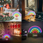Néon LED arc-en-ciel sur socle, à piles ou USB, 23 x 19 cm