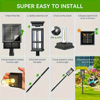 Lot de 4 lanternes solaires carrées à hauteur réglable, 29 à 58 cm