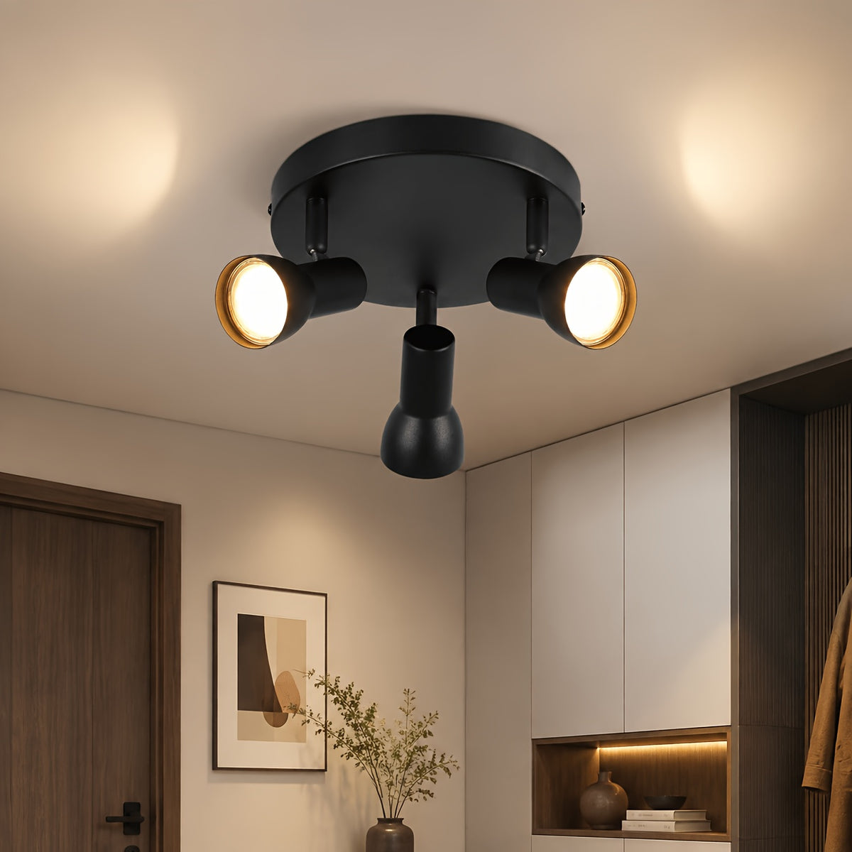 Spot de plafond noir orientable GU10, simple ou barre de 3 spots