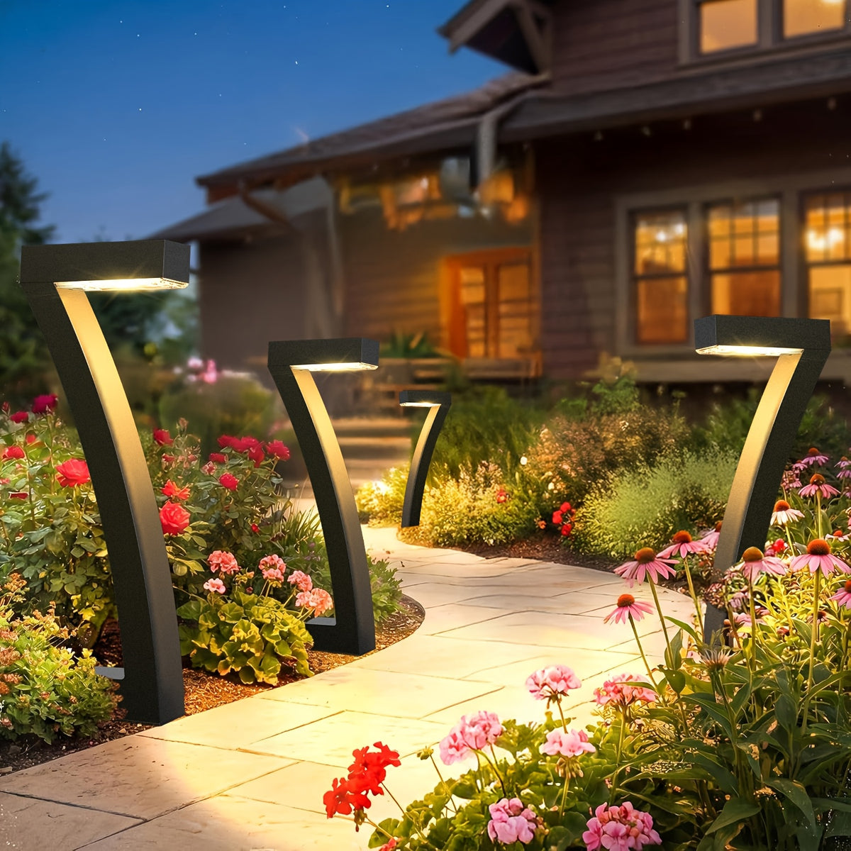 Borne solaire courbée à lumière dirigée vers le sol