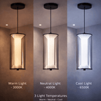 Suspension LED cylindre noir à diffuseur plissé et voile fumé, 29 W