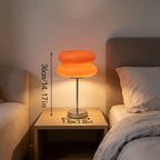 Lampe champignon orange à double bulle sur tige chromée, 36 cm