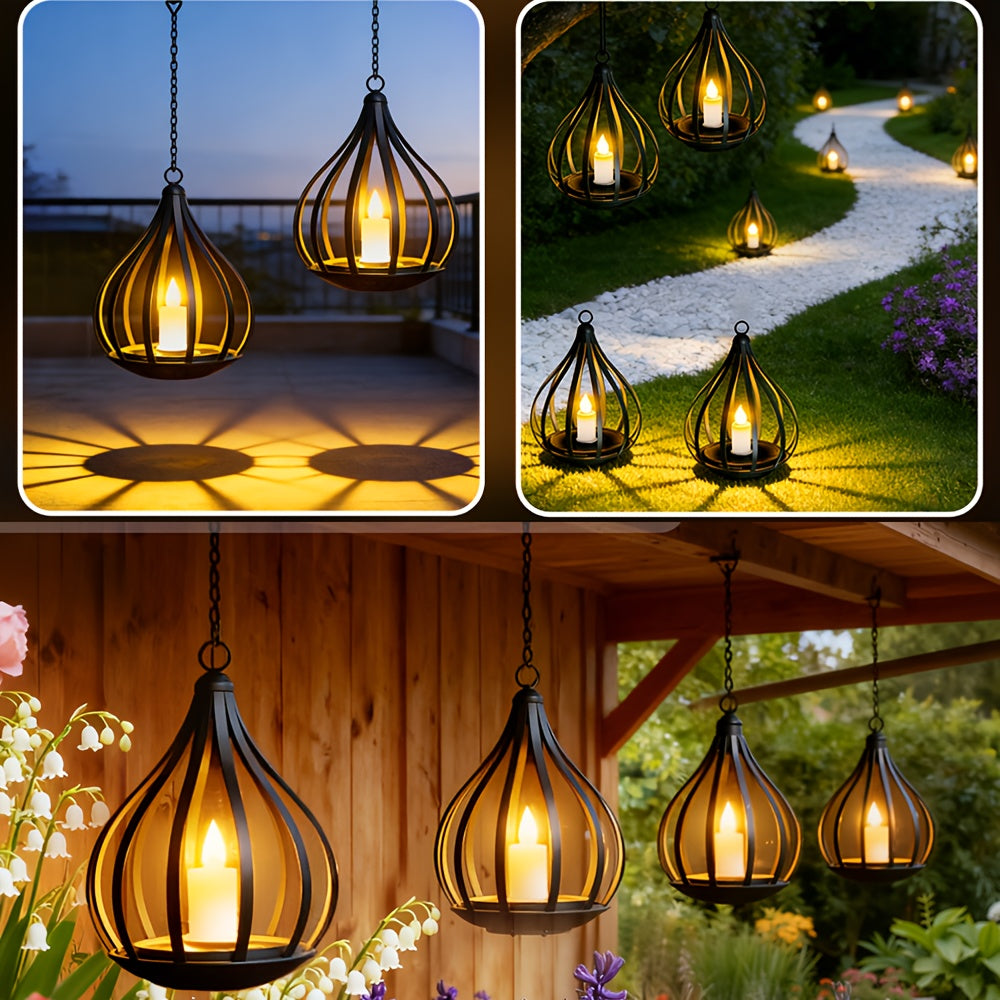 Suspension solaire goutte noire à bougie LED, à poser ou suspendre