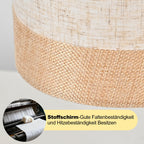 Lampadaire noir à abat-jour tambour en tissu bicolore, 154 cm