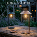 Lampe de table solaire vintage à ampoule Edison, abat-jour conique