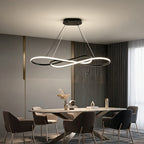 Lustre LED en double boucle infinie de 100 cm, noir, argenté ou doré