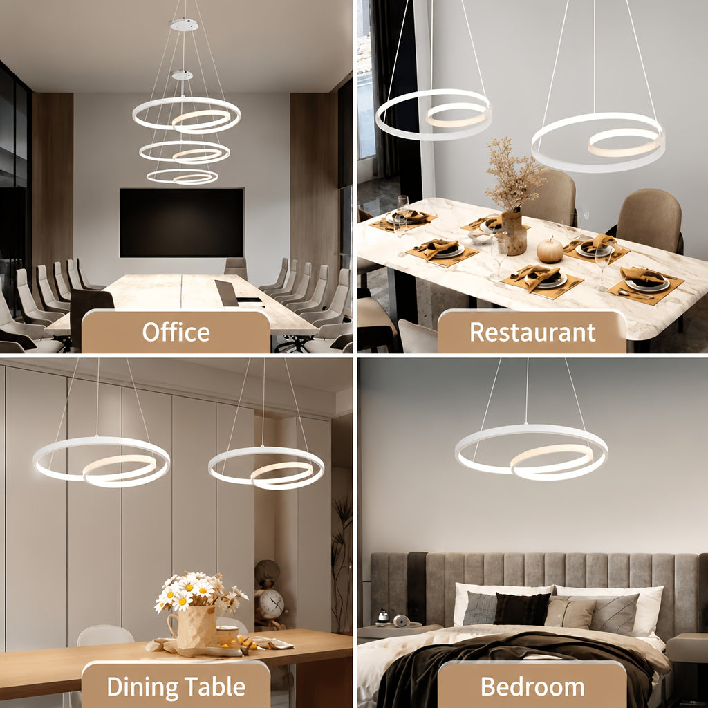 Lustre LED spirale à deux niveaux Ø 40 cm, blanc ou noir, 34 W