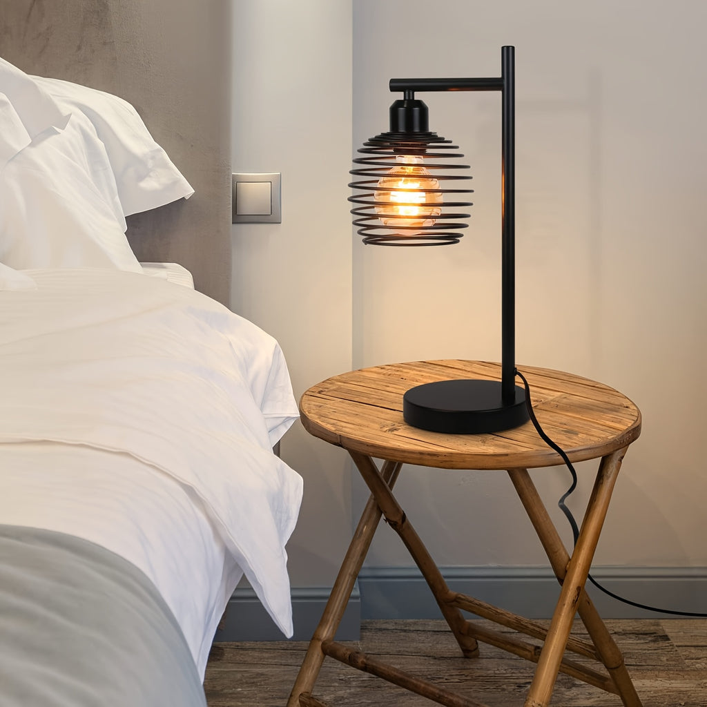 Lot de 2 lampes de chevet noires à cage spirale en métal, douille E27