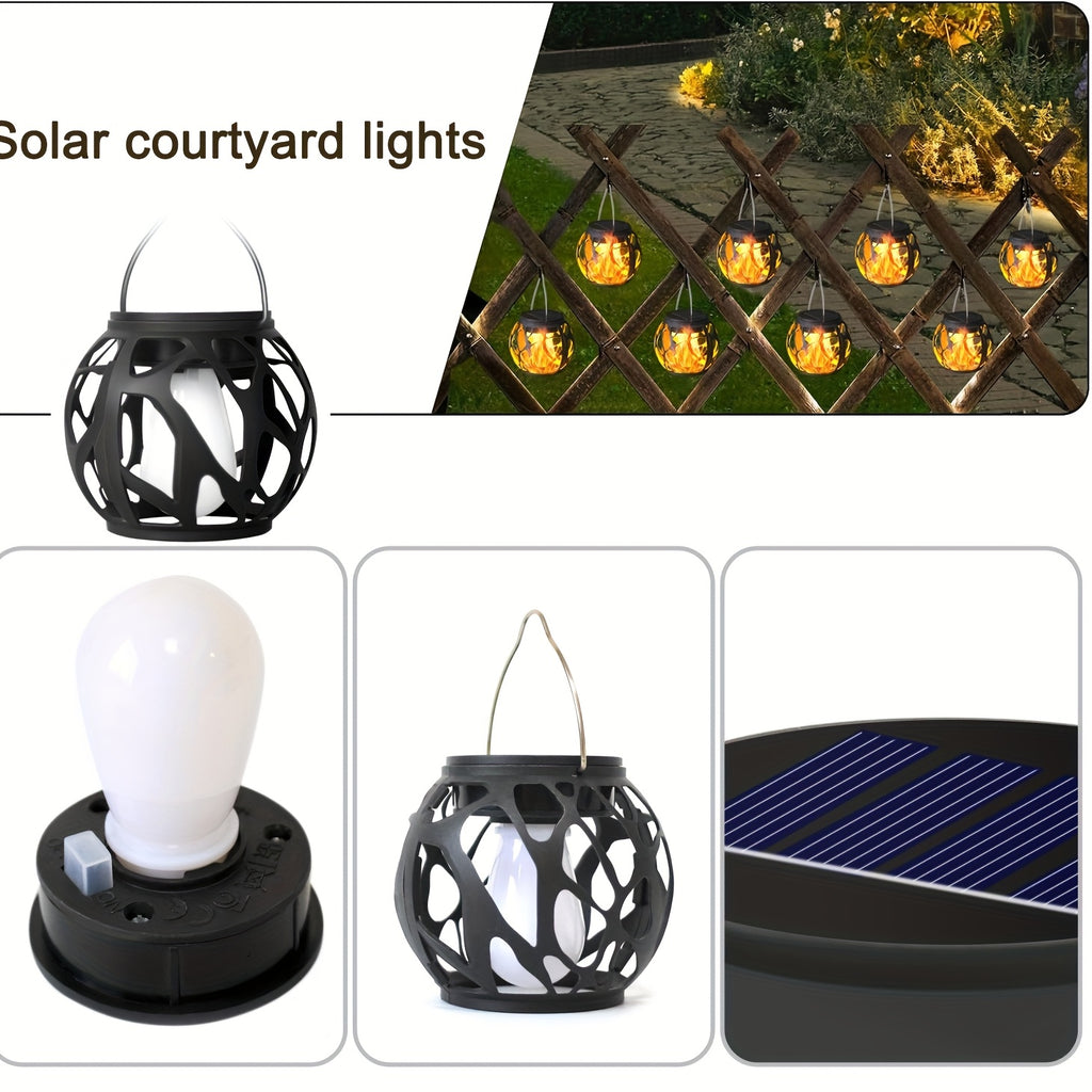 Lot de 6 petites lanternes solaires boules noires à effet flamme