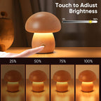 Lampe champignon en bois sans fil, veilleuse tactile rechargeable