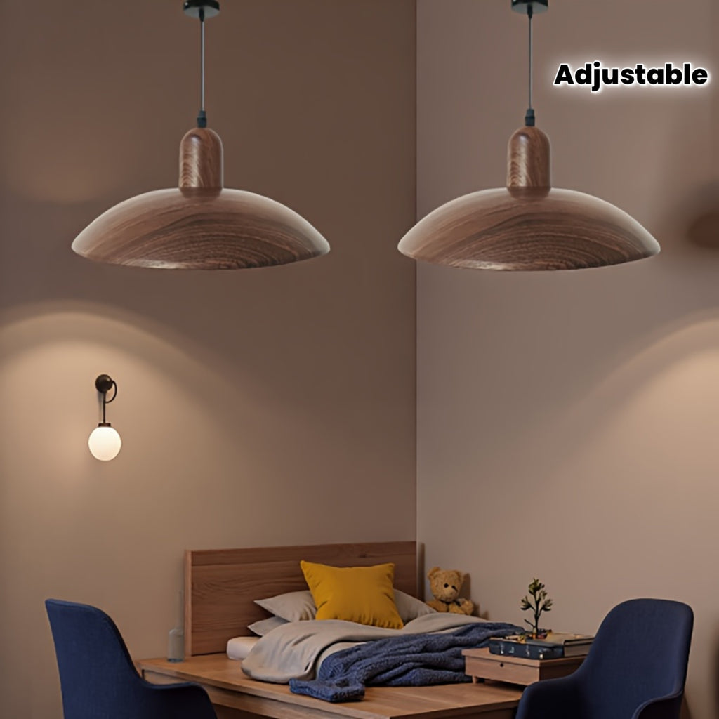 Lot de 2 suspensions dôme en métal effet noyer, Ø 31 cm, style ferme