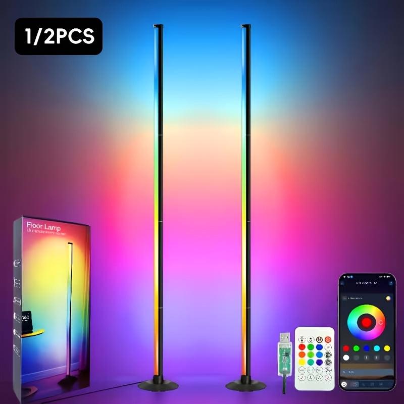 Lampadaire colonne RVB de 122 cm pour angle, pilotable par appli