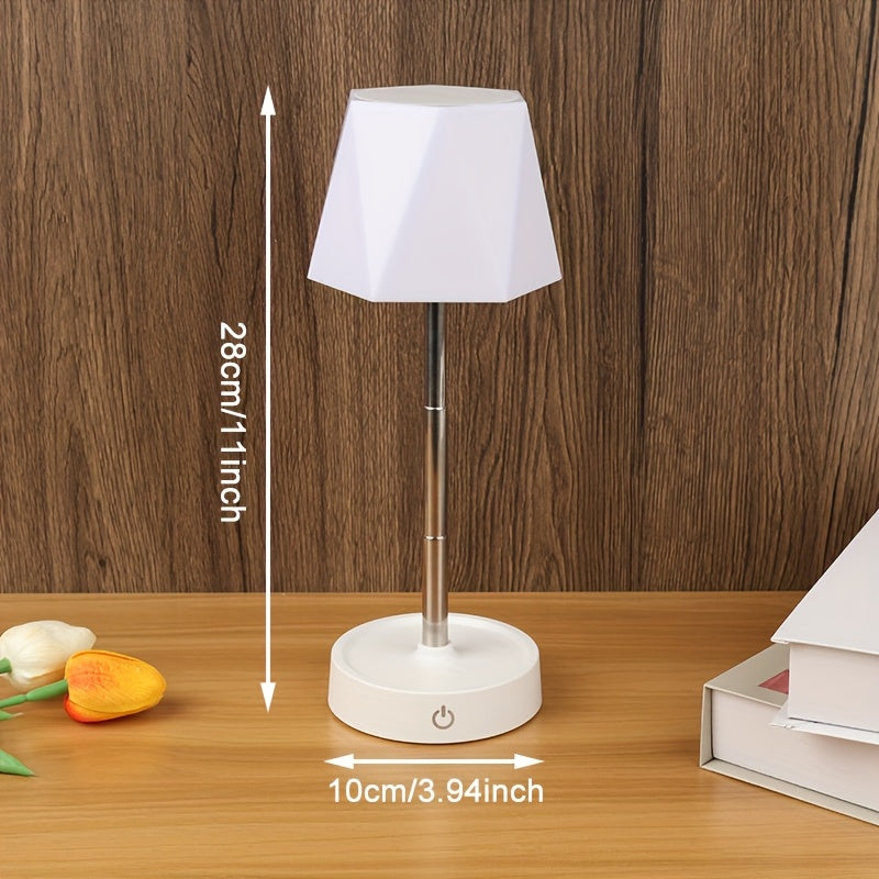 Lampe de bureau LED sans fil à tige télescopique, abat-jour hexagonal
