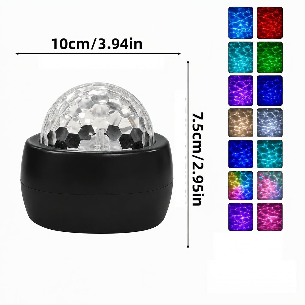 Projecteur vague d'eau en boule à facettes, socle noir de 10 cm