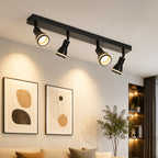 Spot de plafond 5 têtes orientables GU10, barre en métal noir