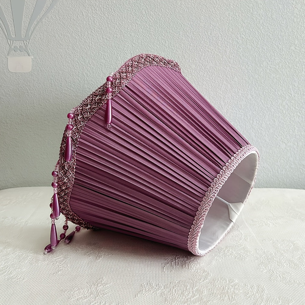 Abat-jour plissé violet prune à pendeloques en gouttes, Ø 25 cm